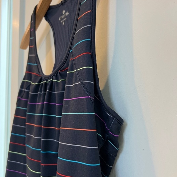 ATHLETA Blue Multistripe Tinker Athletic Bra Racerback Tank Top Shirt - Picture 2 of 8